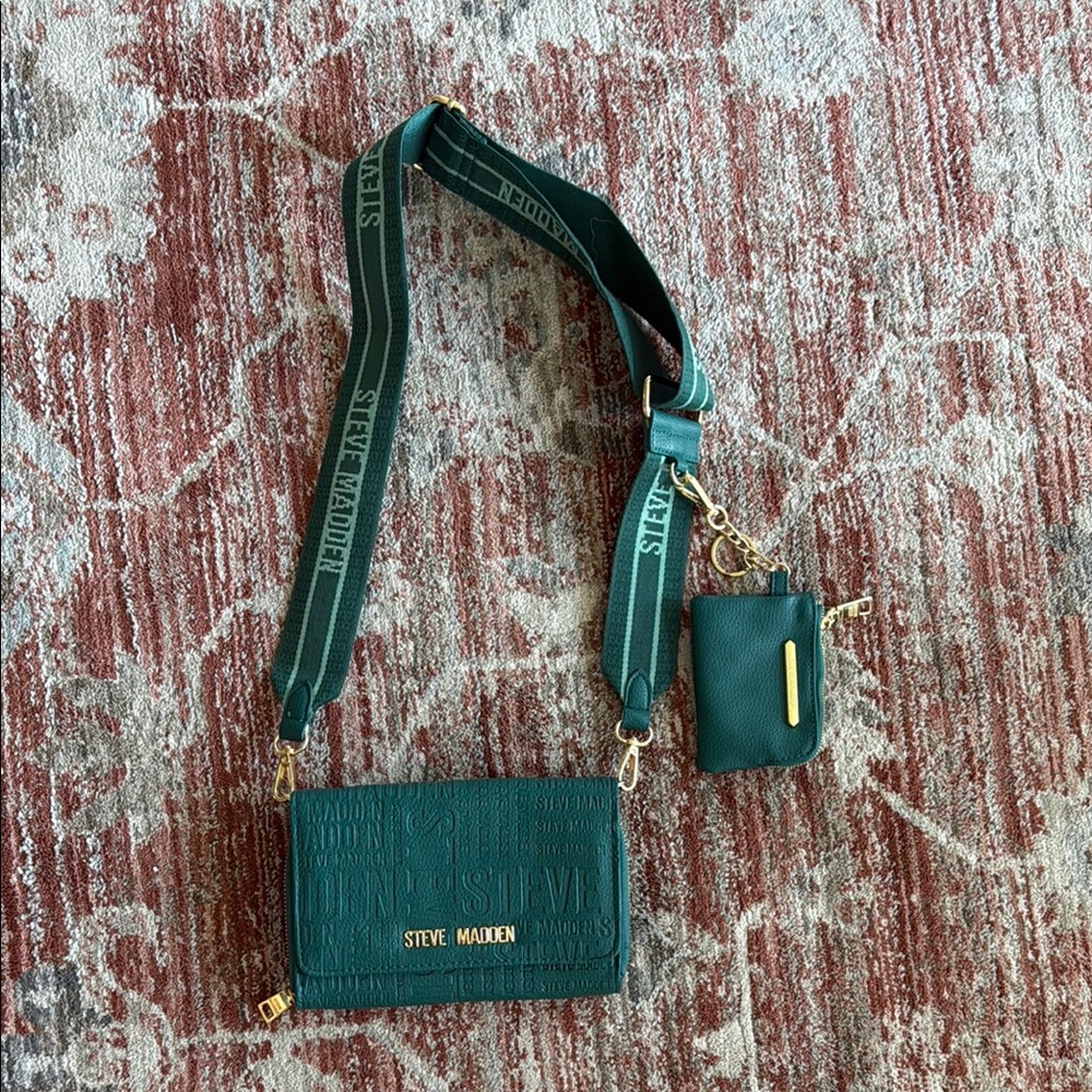 Steve Madden Teal Green Crossbody Bag with Pouch
